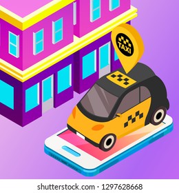 Taxi vector car illustration. Transport icon, symbol of transportation. Vehicle traffic banner design. Speed delivery.