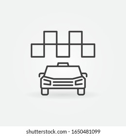 Icono de concepto de vector de taxi o elemento de logotipo en estilo de línea delgada