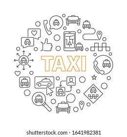 Taxi vector concept round minimal illustration in thin line style