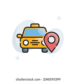 Taxi vector filled outline icon style illustration. Eps 10 file