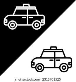 Taxi Vector icon, Outline style, isolated on white Background.