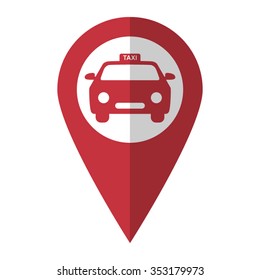 taxi - vector icon; red map  pointer