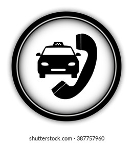 taxi - vector icon; round  button with shadow
