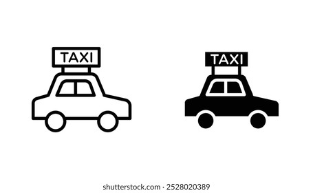 Taxi vector icon set in black and white color.