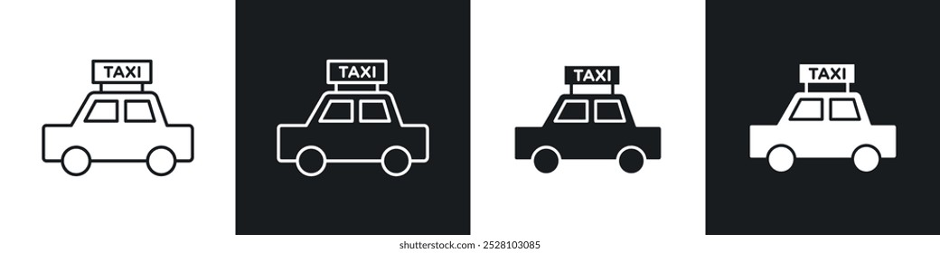 Taxi vector icon set in black and white