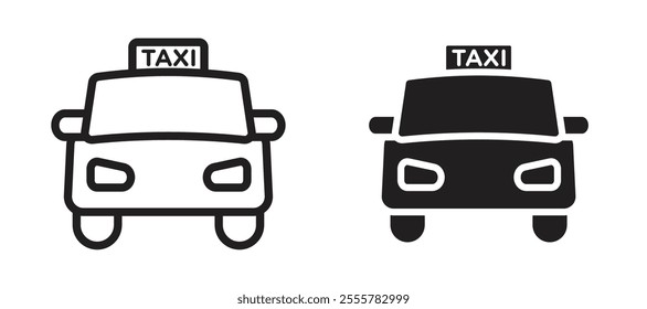 Taxi vector icon set in black color.