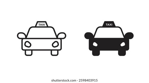 Taxi vector icon set in black color.