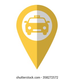 taxi - vector icon;  yellow map pointer