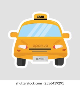 Taxi Vector Illustration Sticker. A classic taxi cab illustration, perfect for transportation and urban-themed projects. Adds a modern and practical vibe to designs