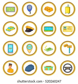 Taxi vector set in cartoon style isolated on white background