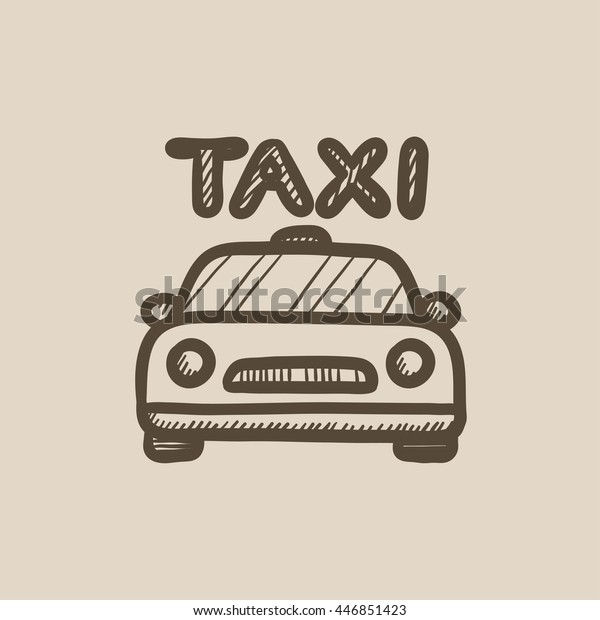 Taxi\
vector sketch icon isolated on background. Hand drawn Taxi icon.\
Taxi sketch icon for infographic, website or\
app.