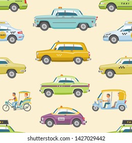 Taxi vector taxicab transport and yellow car transportation illustration set of city cab auto on taxi-rank and taxi driver in automobile isolated on white background