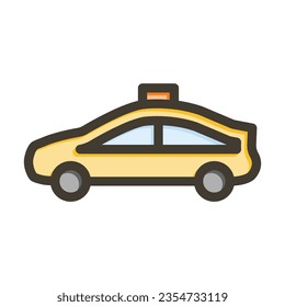 Taxi Vector Thick Line Filled Colors Icon For Personal And Commercial Use.
