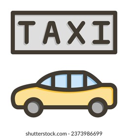 Taxi Vector Thick Line Filled Colors Icon For Personal And Commercial Use.
