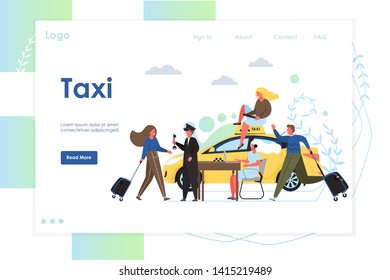 Taxi vector website landing page design template