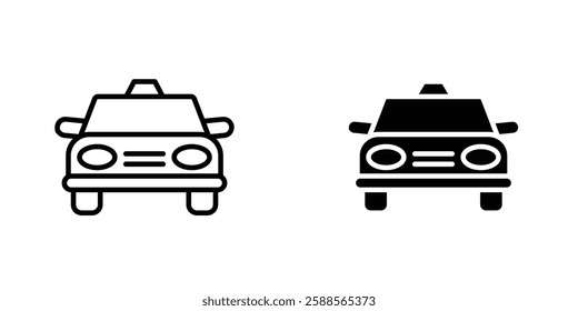 Taxi vectors icons set in filled and strokes on white background