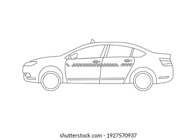 Taxi Vehicle in Line. Modern Flat Style Vector Illustration. Social Media Template.