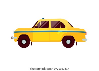 Vehículo de taxi. Ilustración moderna de vectores de estilo plano. Plantilla de medios sociales.