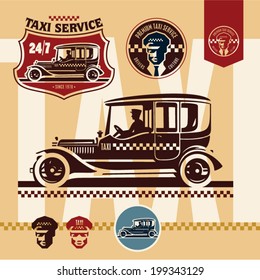 TAXI. Vintage taxi. Taxi driver.