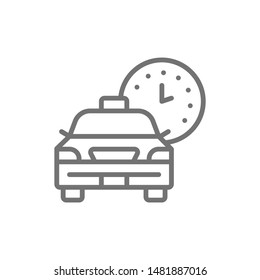 Taxi waiting time, car deadline, schedule ride line icon.
