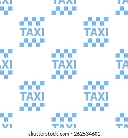 Taxi white and blue seamless pattern for web design. Vector symbol