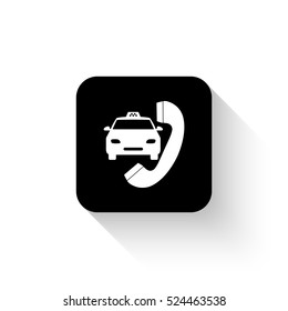 taxi - white vector  icon with shadow