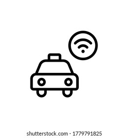 Taxi, icono wifi. Línea simple, contorno de elementos vectores de los iconos del servicio de taxi para ui y ux, sitio web o aplicación móvil