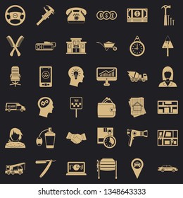 Taxi work icons set. Simple style of 36 taxi work vector icons for web for any design