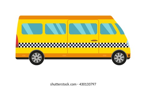 Taxi yellow bus car isolated on white background