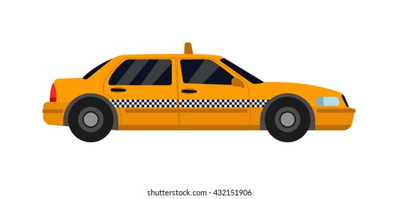 Taxi yellow car isolated on white background