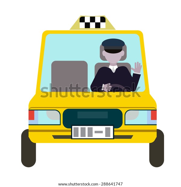 taxi\
yellow taxis and the taxi driver. vector flat\
design