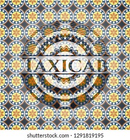 Taxicab arabesque emblem background. arabic decoration.
