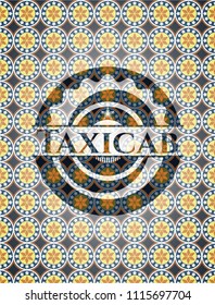 Taxicab arabic style badge. Arabesque decoration.