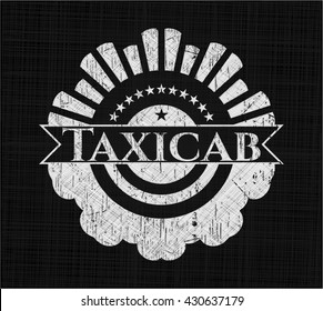 Taxicab chalkboard emblem on black board