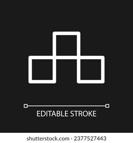 Taxicab checkers sign pixel perfect white linear ui icon for dark theme. Traditional taxi symbol. Vector line pictogram. Isolated user interface symbol for night mode. Editable stroke. Arial font used