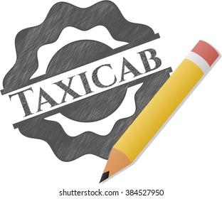 Taxicab emblem with pencil effect