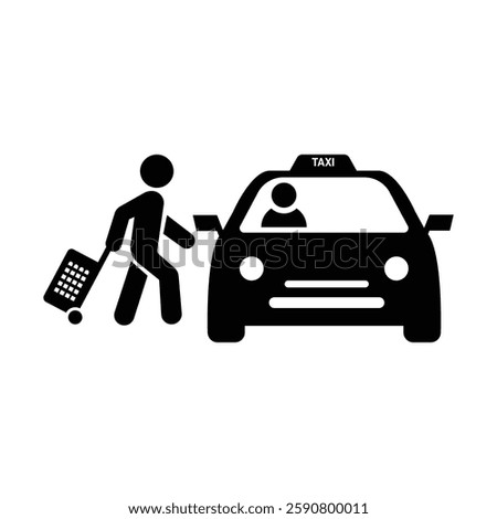 Taxicab icon. Taxicab icon with passenger.