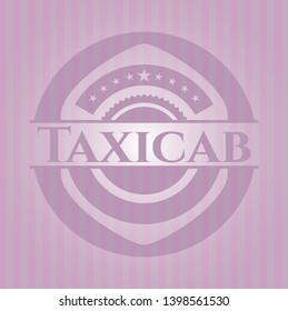 Taxicab realistic pink emblem. Vector Illustration. Detailed.