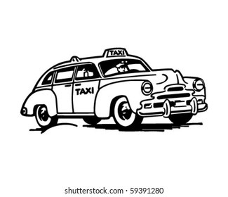 TaxiCab - Retro Clip Art