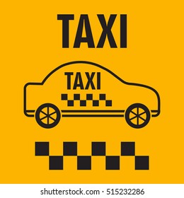 Taxicab transport, yellow car poster vector illustration