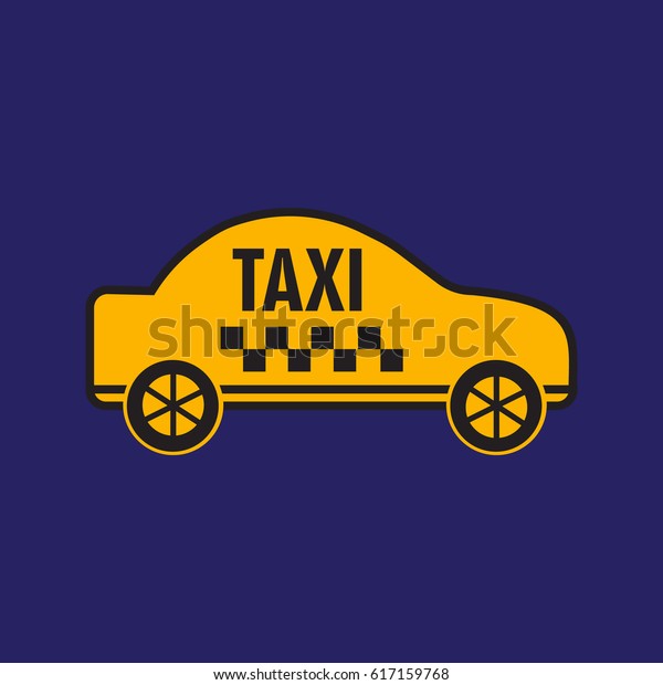 Taxicab\
transport, yellow car poster vector\
illustration