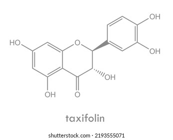 Taxifolin structure. Molecule of flavonoid found in many plants.