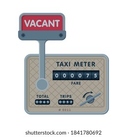 Taximeter Device Calculating Equipment, Service Pay, Taxicab Counter Measurement Appliance Vector Illustration