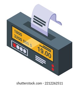 Taximeter device icon isometric vector. Driver cab. App payment