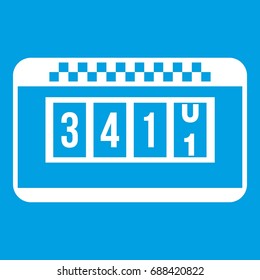 Taximeter icon white isolated on blue background vector illustration