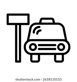 TaxiStand Vector Line icon design