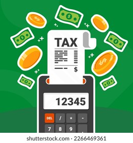 Tax,Money and Calculator Concept Illustration