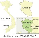 Tay Ninh province location on map of Vietnam. Capital city is Tay Ninh