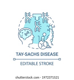 Tay Sachs Disease Blue Concept Icon. Problem With Nerve Cells. Inherited Illness. Genetic Disorder Idea Thin Line Illustration. Vector Isolated Outline RGB Color Drawing. Editable Stroke