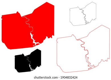 Taylor County, State of West Virginia (U.S. county, United States of America) map vector illustration